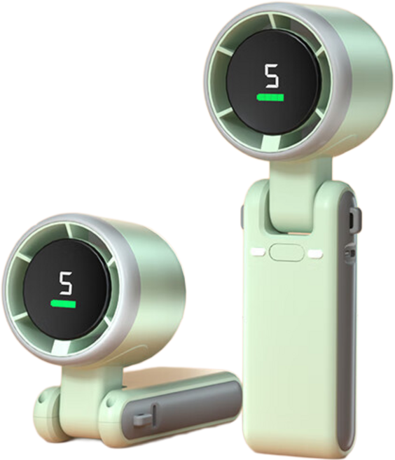 N607 高速渦輪增壓手持風扇 數顯迷你, 177*65*58, N607-清新綠