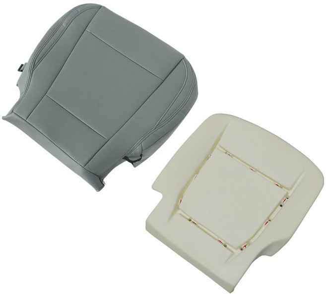 FZJDSD Gray Driver Side Bottom Microfiber Leather Replacement Seat Cover & Foam Cushion Compatible
