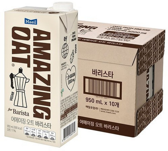 (매일)S매일유업 어메이징 오트 바리스타 950ml 10팩/오트커피/비건음료, 10개