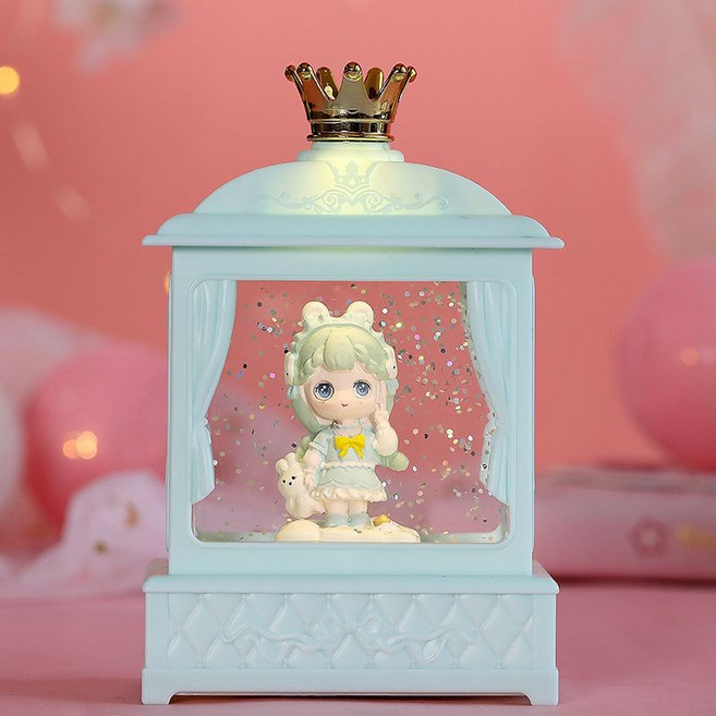 水晶燈音樂盒 創意生日禮物 少女心擺件 聖誕節裝飾, 洛麗塔綠色, 1個