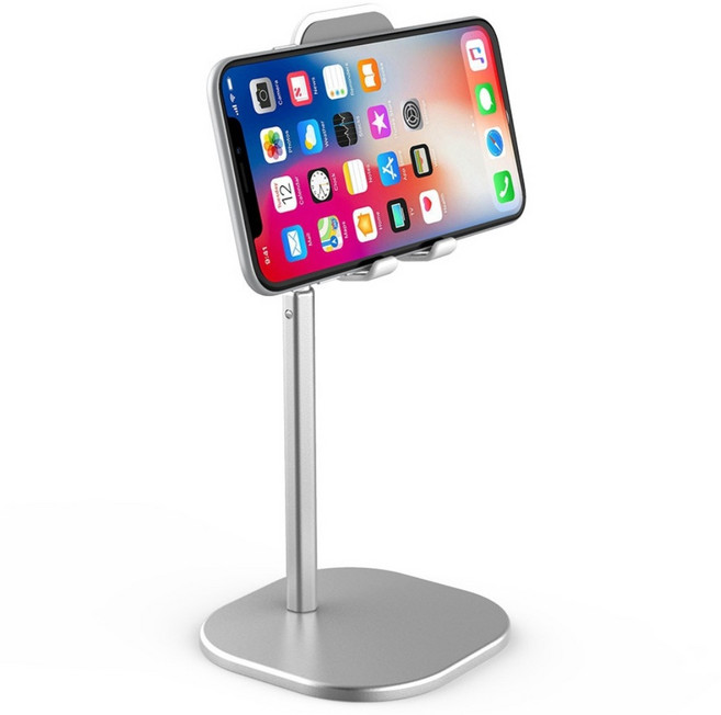 그리핑 테이블 핸드폰 거치대 높이조절 각도조절 스마트폰 스탠드 받침대, 1개, 그리핑 높이조절 스마트폰 거치대:실버