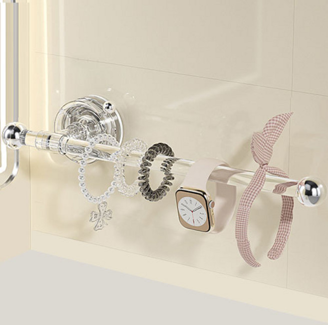 로드제 무타공 욕실 주방 탈부착 강력흡착식 걸이, 1개, 투명