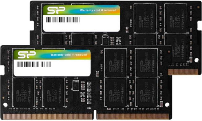 실리콘 파워 DDR4 16GB 3200MHz PC425600 CL22 SODIMM 260핀 1.2V 비 ECC 노트북 램 컴퓨터 메모리 SU016GBSFU320B02EC, 32GB (2x16GB)