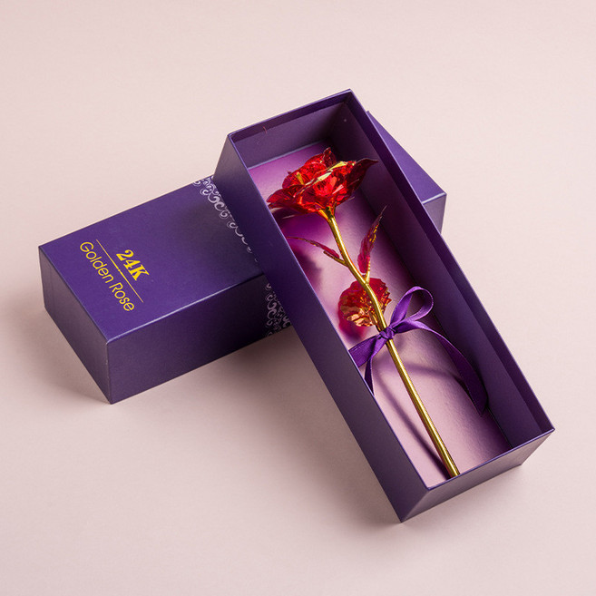 永生花 生日母親節七夕情人節禮物, 新金箔玫瑰（亮紅色）禮盒裝