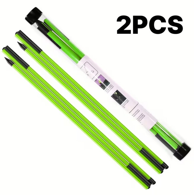 골프 연습용 정렬 스틱 3단 접이식 방향 지시봉 스윙 자세 훈련 보조기구 2P 세트, 2개, 그린