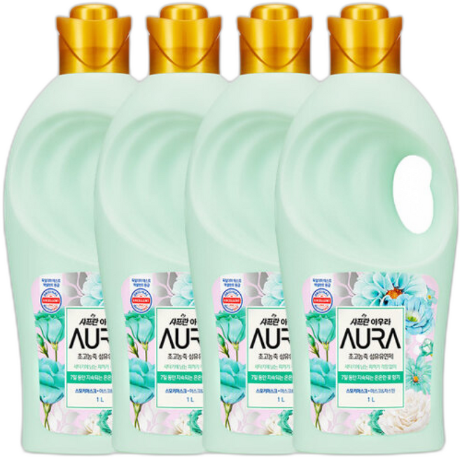 샤프란 아우라 섬유유연제 스모키머스크, 4개