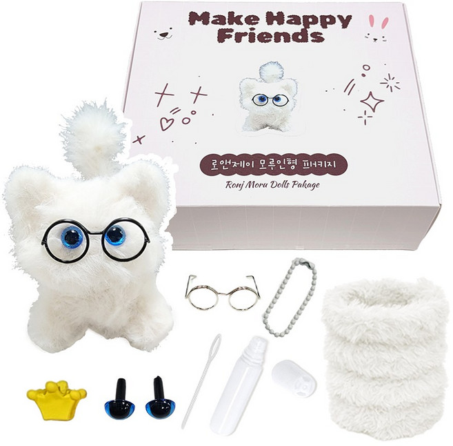 로앤제이 모루인형 만들기 DIY키트 패키지 모루 재료 부자재 키링 만들기 세트 악세사리 철사인형 털철사 동물철사, 1개, 09.슈가냥 패키지