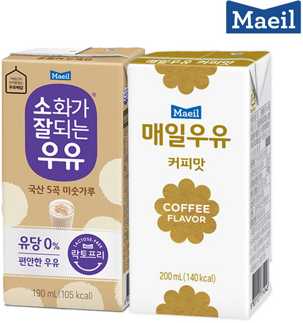 매일유업 소화가잘되는 미숫가루 멸균 우유 190ml 24팩 + 멸균 매일우유 커피 200ml 24팩, 1개
