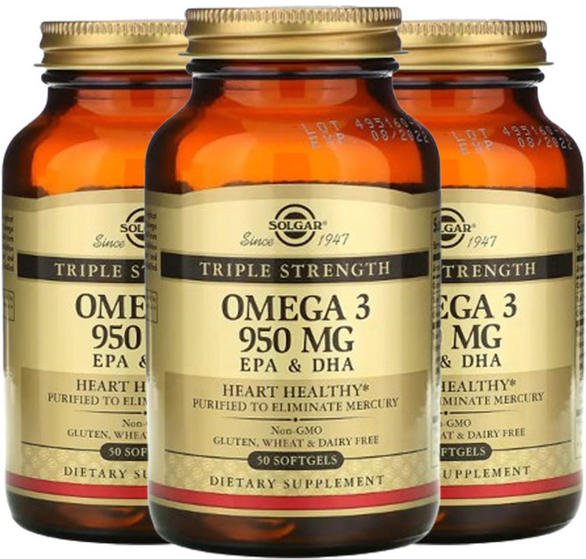 솔가 오메가3 EPA & DHA 트리플 스트랭스 950mg, 50정, 3개