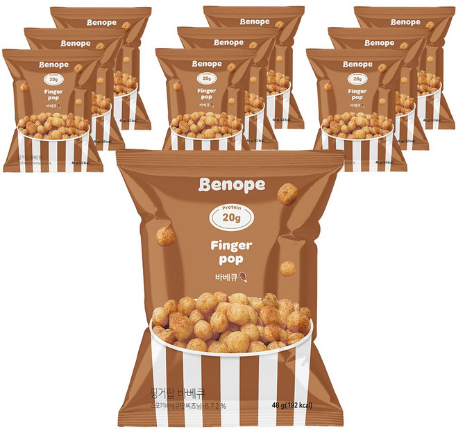 베노프 핑거팝 고단백스낵 바베큐, 10개, 48g
