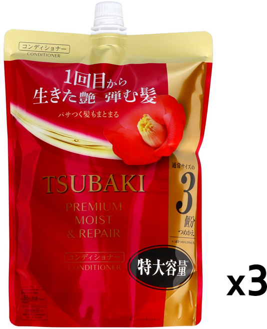 츠바키 프리미엄 모이스트 앤 리페어 컨디셔너 리필용, 3개, 900ml