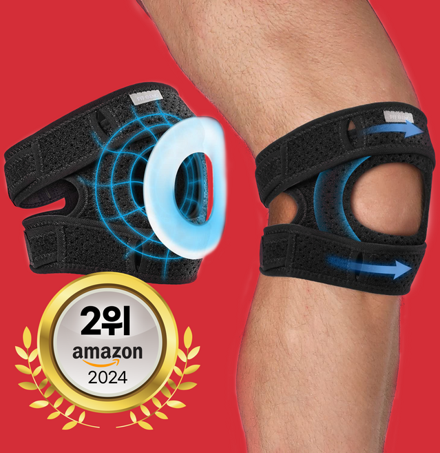 FITGENO 고탄력 이중압박 슬개골 무릎보호대, 2개