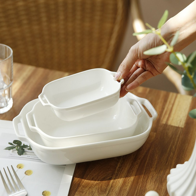 오븐 손잡이 오븐볼 오븐식기 오븐그릇 스파게티 세라믹 전자레인지 가정용 업소용 3size, 1개, 화이트_대