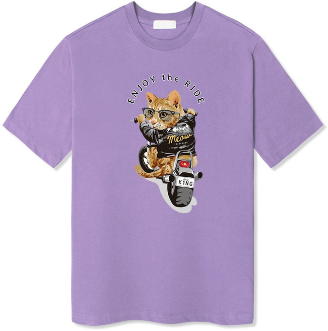 일루소 남여공용 라이드냥이 반팔 티셔츠