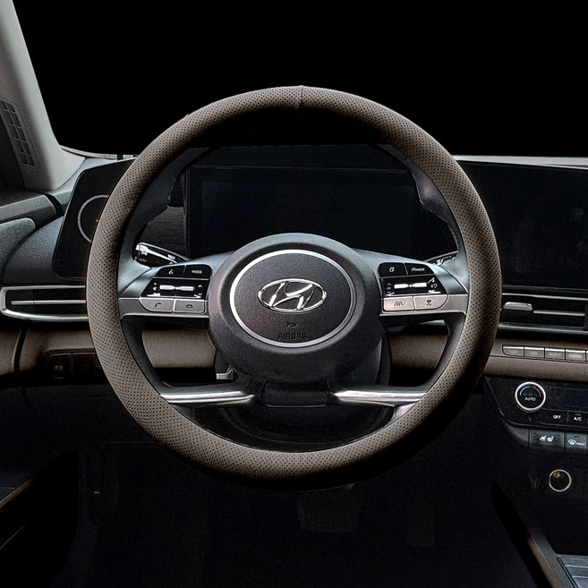 이필드 QM6 핸들커버 미끄럼방지 공용사이즈, 2.가죽타공-다크브라운