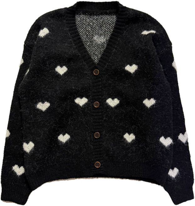 하트 블랙 브이넥 가디건