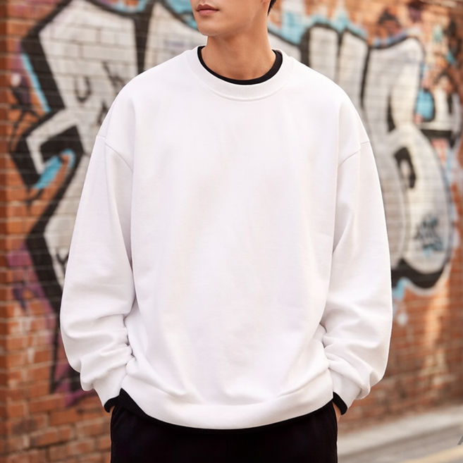 스타일닥터 남성 맨투맨 오버핏 레이어드 베이직 넉넉한긴팔 빅사이즈