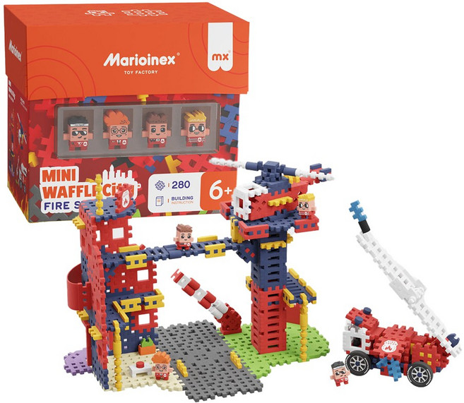 마리오넥스 미니와플 소프트 블록 퍼즐, 소방서 280pcs, 1개
