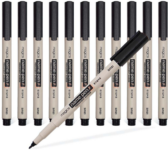 아피스 매직스 유성 네임펜 F 다용도 영구마카 이름펜, 24개, 흑색