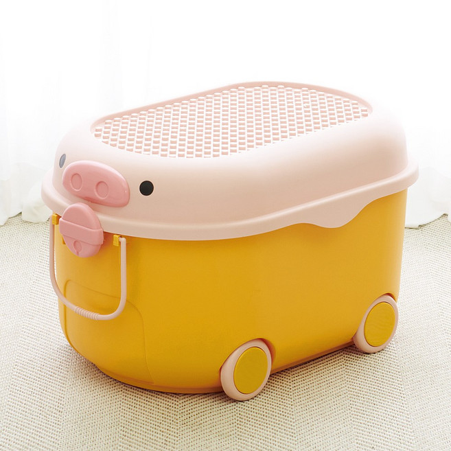 리빙스마일 동물농장 이동식 장난감 정리함 수납 선반 리빙박스, 머스타드, 1개