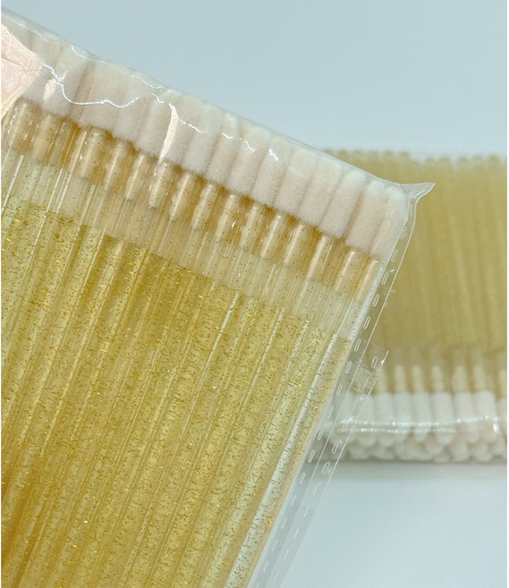 [일회용 립브러쉬] 휴대용 위생 립스틱 메이크업 크리스탈 글리터 브러시 뷰티샵 속눈썹 시술, 100개, 골드