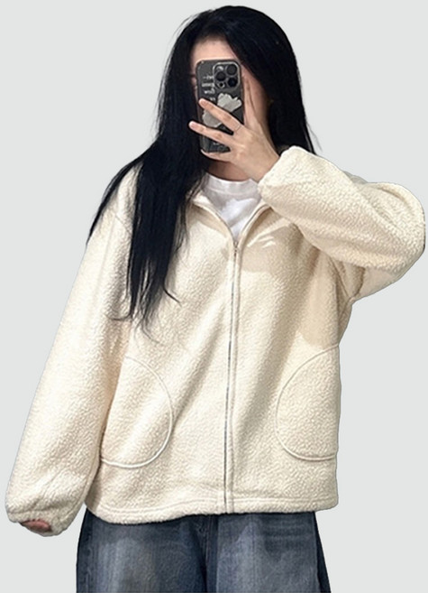 오버핏 루즈핏 뽀글이 양털 후리스 집업 겨울 점퍼