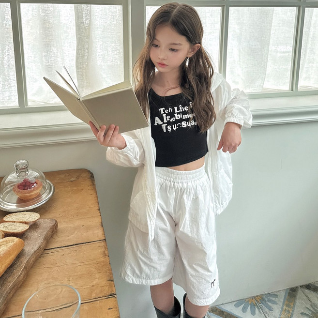 메이징키즈 여아용 여름 쿨링 리본 바람막이 상하복 세트