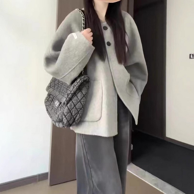 COSYEVNO 여성 아우터 겨울 숏 루즈핏 라운드 캐주얼 데일리 통근 코트 BCXmnwt-1