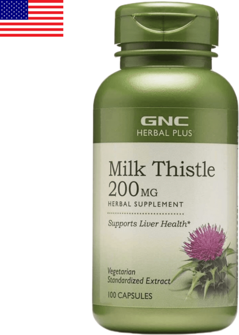 GNC 지엔씨 밀크씨슬 실리마린 글루텐프리 200mg 100캡슐 GNC Herbal Plus Milk Thistle 200 mg 100 Capsules, 100정, 1개