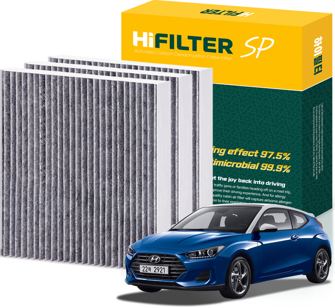 하이필터 현대 기아 자동차 활성탄 에어컨필터, 3개, 더 올 뉴 벨로스터 (2세대 JS) HI-J010
