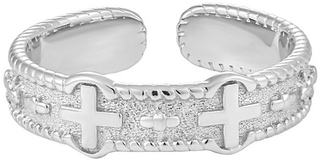 FANSYLI 커플 반지 십자가 오픈반지 스텐 십자가 반지 레이어드 패션 반지 우정반지 반지 세트 Rt2604A02