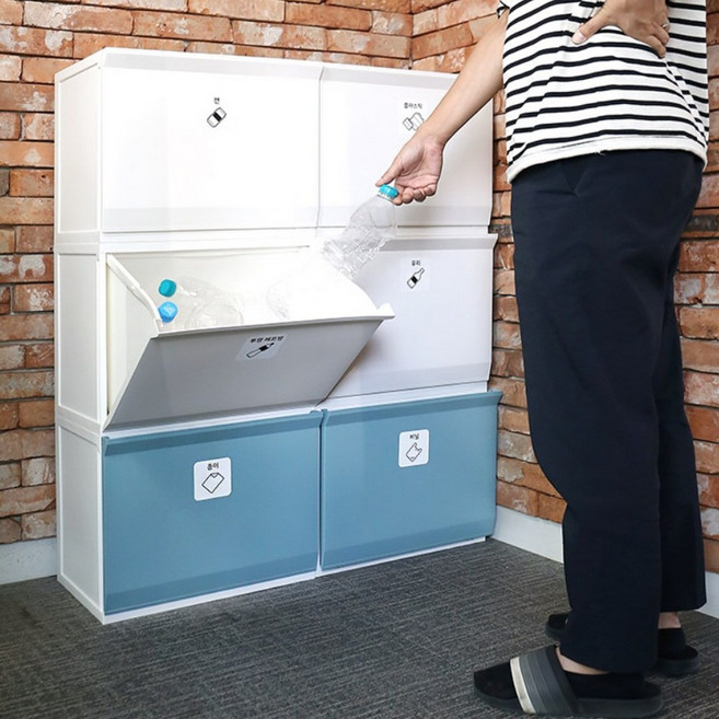 분리배출 수납장 수납함 폐건전지 쓰레기 재활용 적층형 1P, 화이트, 1개