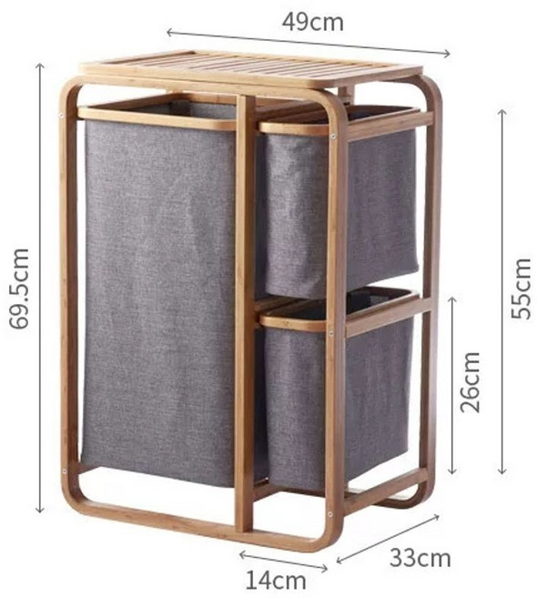 우드 햄퍼 바구니 뱀부 빨래 나무 대나무 원목 3단, M. 다기능 단 3서랍