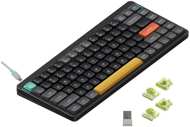 nuphy Air75 V2 휴대용 75% 기계식 키보드 무선 블루투스/2.4G/USB-C RGB 블루투스 키보드 지원 Windows/Mac OS/리눅스 시스템과 호환 - 게터, Gateron Aloe Switch, Black