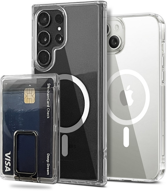 다이아큐브 네오디뮴 강한 자력 맥세이프 카드홀더 휴대폰지갑 슬롯 스탠드가능, 1개