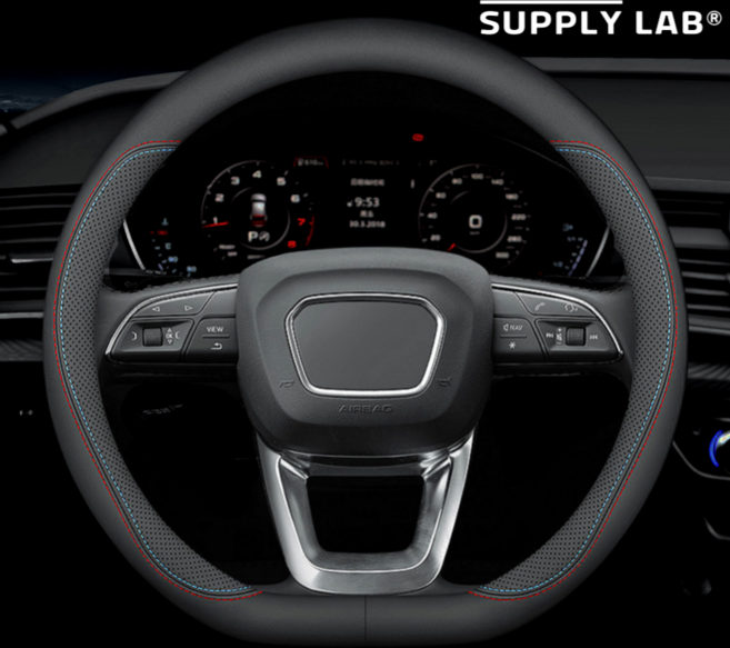 서플라이랩 프리미엄 차량용 자동차 가죽 핸들 커버, 내부타공형, M컬러스티치