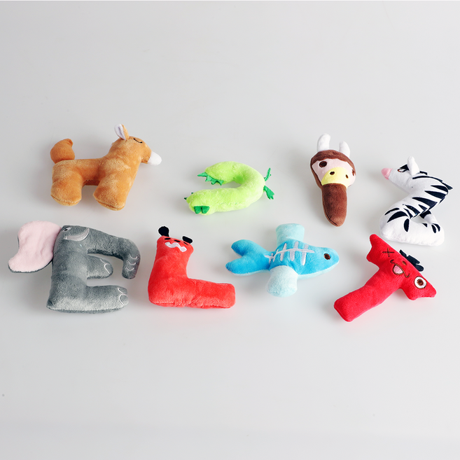 클라우더 강아지 장난감 알파벳 봉제 인형 15번 구성, 1박스, 혼합색상