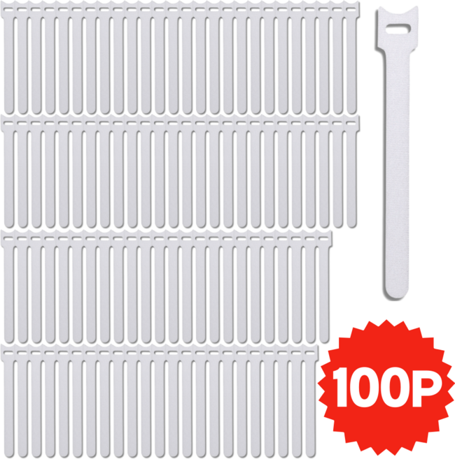 생활그린 선정리 벨크로 케이블 타이, 100개, 화이트
