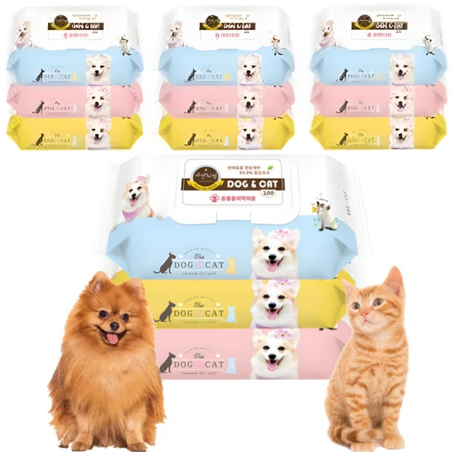 자연처럼 도그앤캣 반려동물 물티슈 랜덤 발송, 100개입, 12개 - 쿠팡