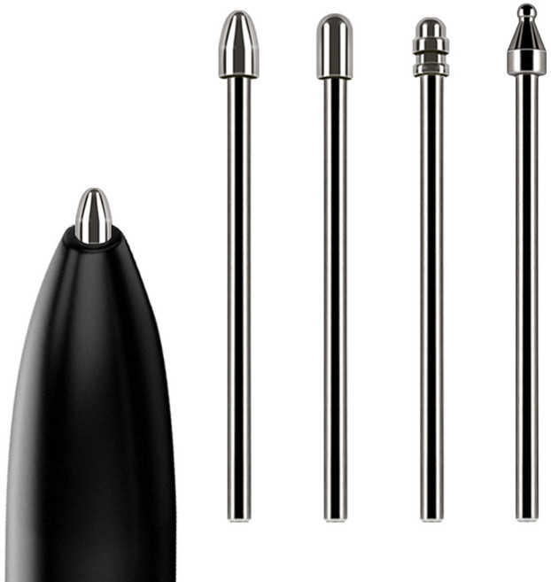 스냅케이스 갤럭시탭 S펜 메탈 펜촉 펜팁 반영구 티타늄 4종 샤프형+연필형+볼펜형+물방울형, 1세트, 실버