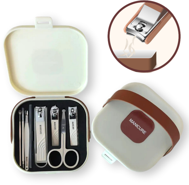 포근썸 튀지않는 손톱깎이 8종 세트, 1세트, 아이보리