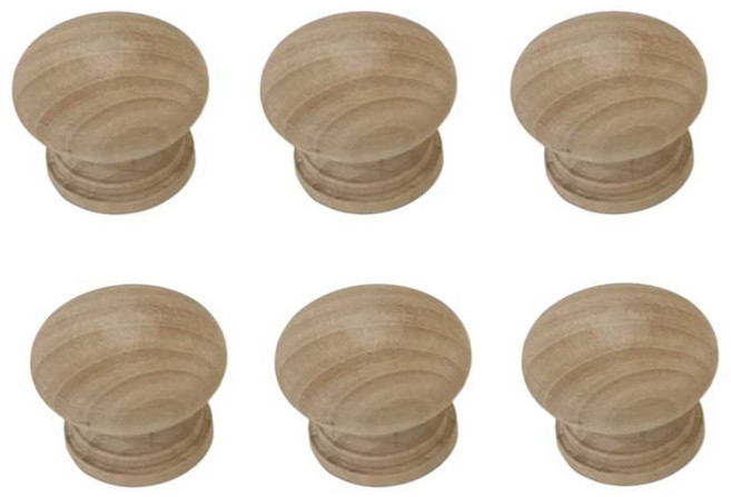 리폼플러스 원목1구손잡이 원형 나무 4SIZE 우드, 원목 36파이, 6개