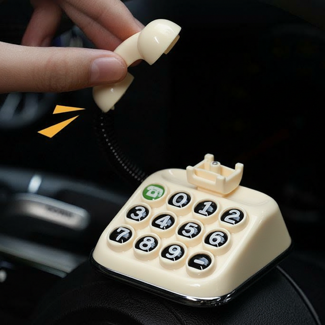 레트로 전화기 모양 차량용 주차 번호판, 7*7.5cm 크림 화이트, 1개