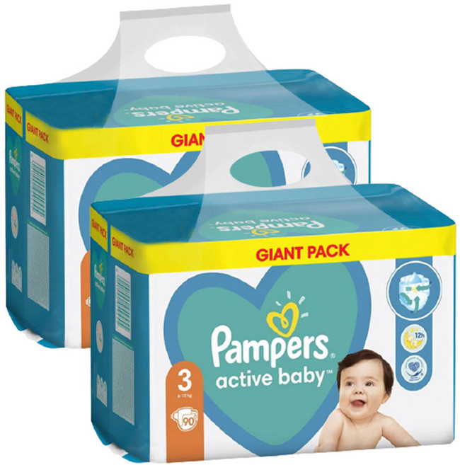유로 베이비드라이 밴드형 기저귀 밴드3단계_2팩(총180p) pampers 바우처, 180매, 3단계