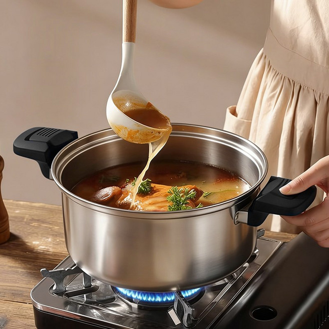 HHSSL 진공저압냄비 압력솥 스텐 인덕션겸용 2-4인용 진공냄비, 실버, 1개, 3.5L