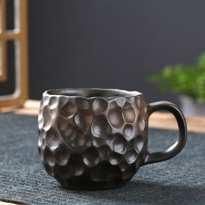 復古窯變馬克杯 志野燒咖啡杯, 志野燒咖啡杯 12*9*7.7CM 古銅色, 1套