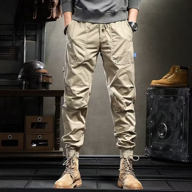 남자 지퍼장식 슬림핏 카고 조거 팬츠 오토바이바지 전술복 바지 계절통용 4컬러