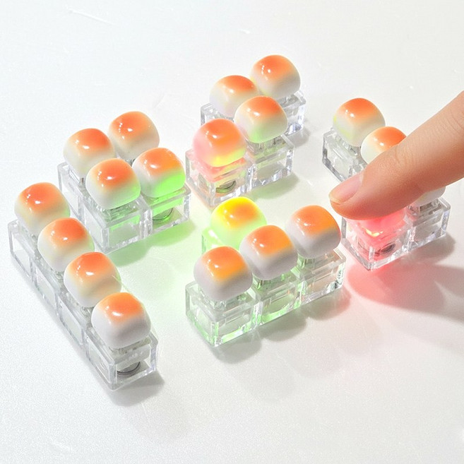 LED 딸깍이 키링 5종 세트 귀여운 몽글 동글 테트리스 불빛 키캡 피젯, 1개, 5종 세트 키캡