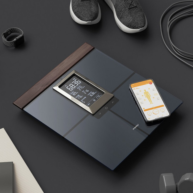 무아스 스마트 핸드바 LCD 빌트인 바디 체지방 체중계, M8BCS2, 미드나이트 블루