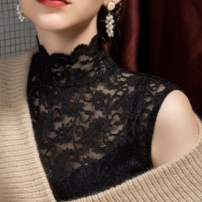 레이어드 목토시 목폴라 이너 프릴블라우스 나시목티 레이스